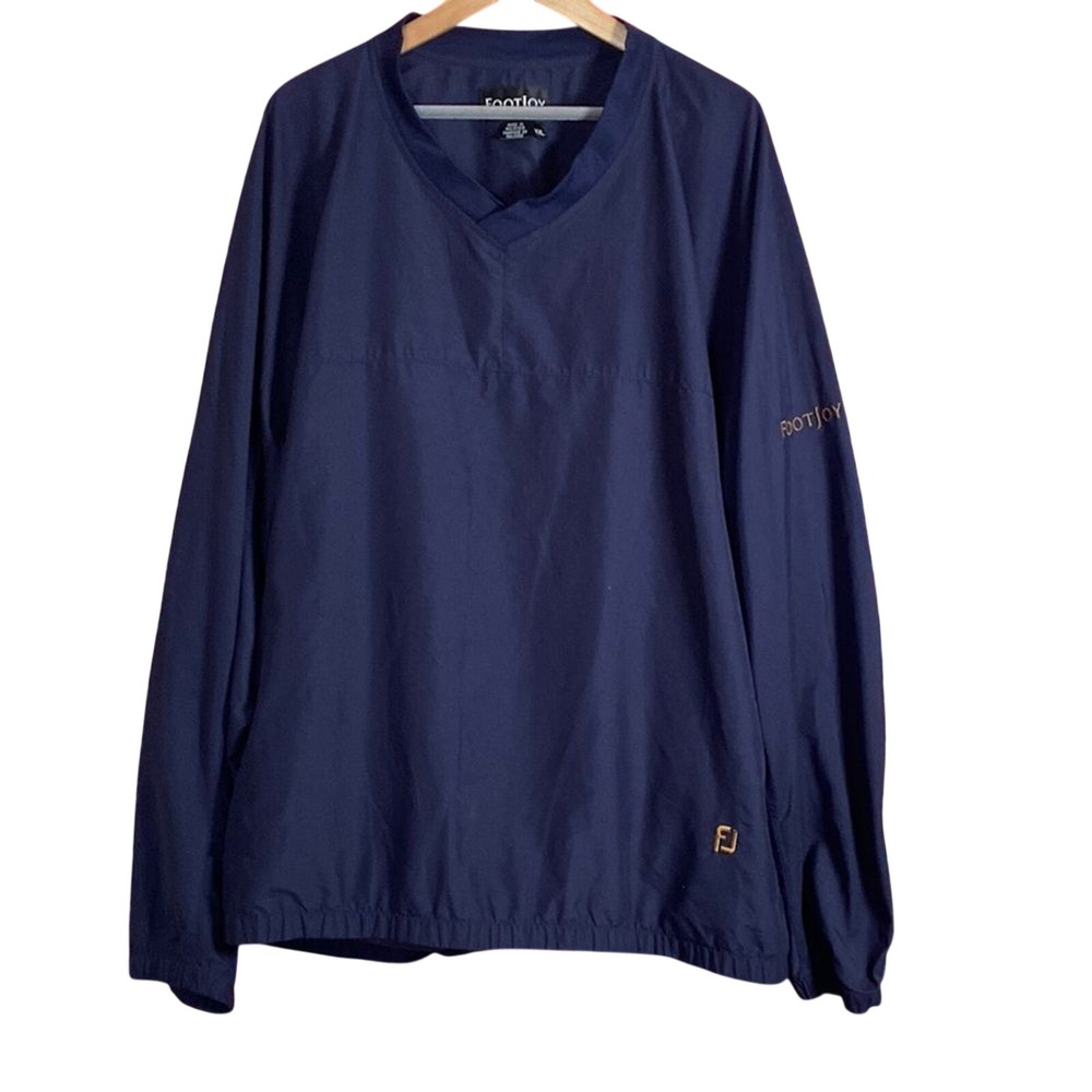 FootJoy Men's Pullover V-Neck Windbreaker with Pockets in‎ Navy Blue Size XXL